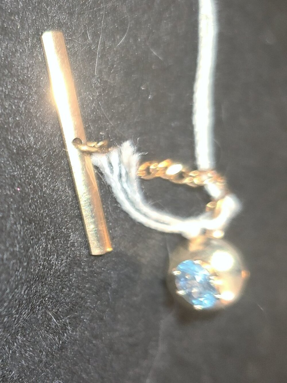 Vintage 14 Karat Gold Genuine Blue Topaz Tie Pin Heirloom Qualiity